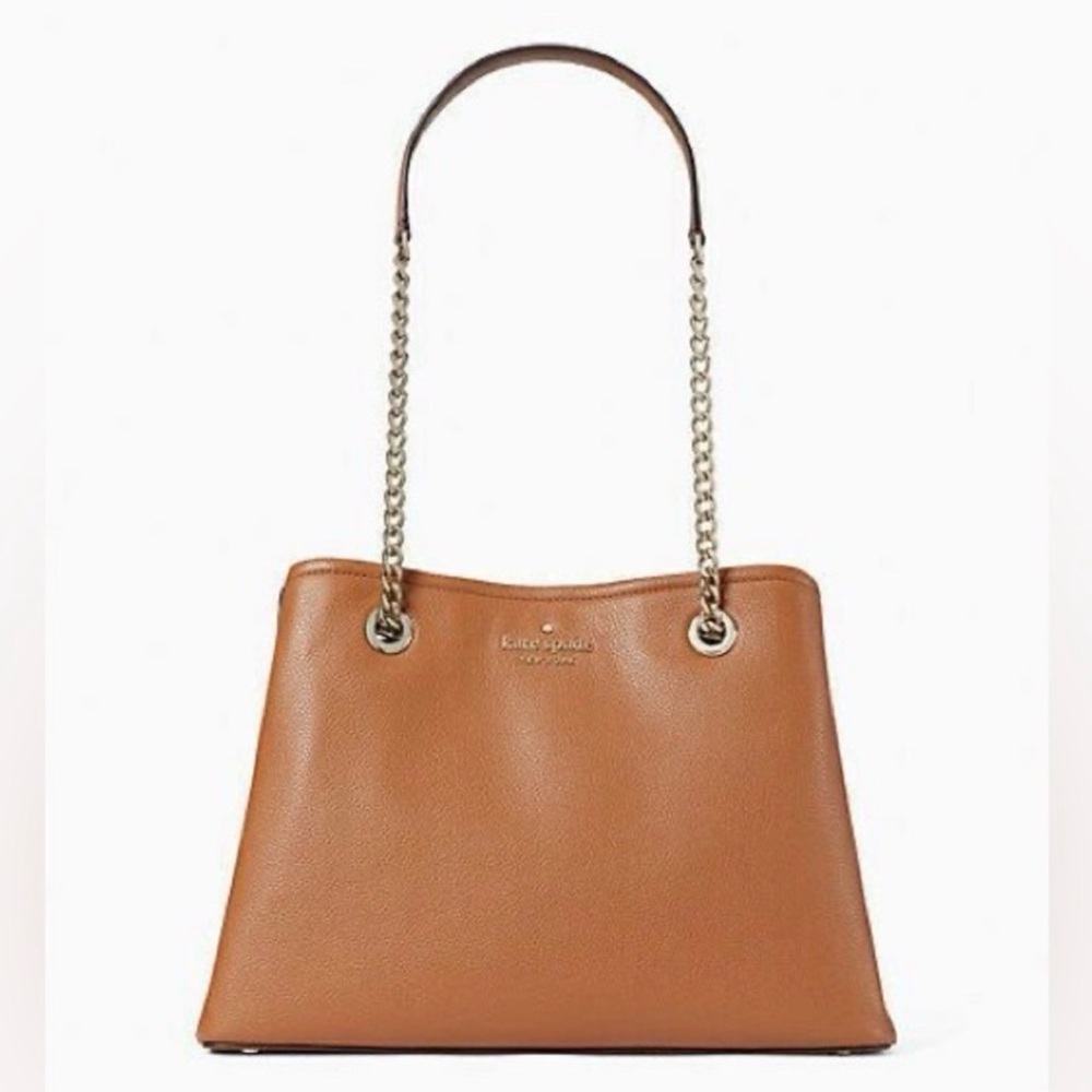 KATE SPADE ♠️ New York 🤎Jordyn🤎 MEDIUM CHAIN-HANDLE LEATHER TOTE BAG 🌟EUC🌟